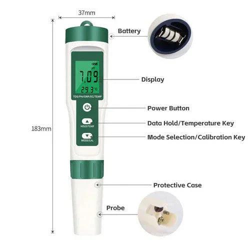 NNEDSZ 7 In 1 PH Meter TDS/EC/Salt/Temp Water Quality Monitor Tester Pen Pool Aquarium.