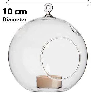 NNEDSZ 10 x Hanging Clear Glass Ball Tealight Candle Holder  - 10cm Diameter / High - Wedding Globe Decoration Terrarium Succulent Plant Mini Garden Holder Decor Craft Gift.
