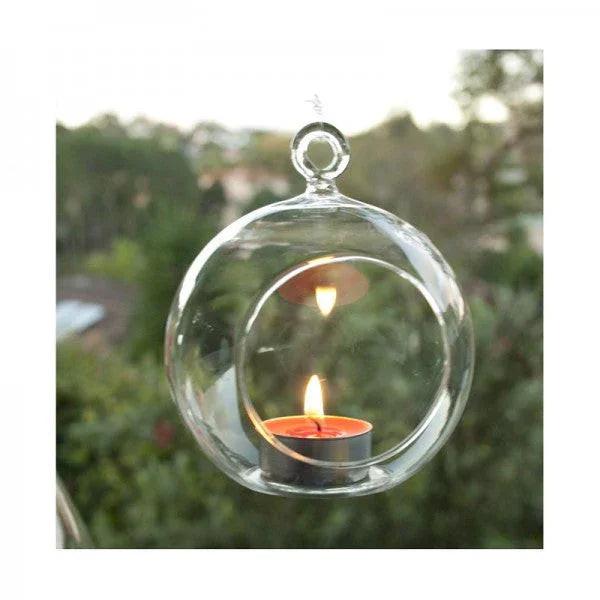 NNEDSZ 10 x Hanging Clear Glass Ball Tealight Candle Holder  - 10cm Diameter / High - Wedding Globe Decoration Terrarium Succulent Plant Mini Garden Holder Decor Craft Gift.