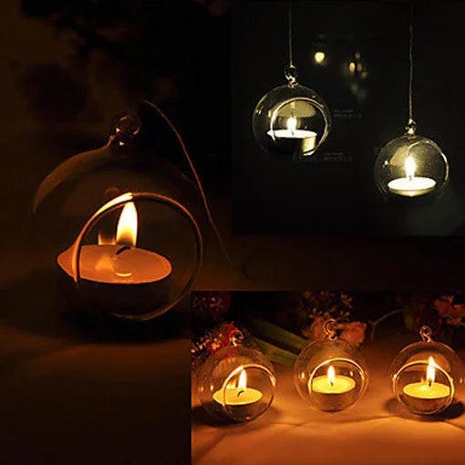 NNEDSZ 10 x Hanging Clear Glass Ball Tealight Candle Holder  - 10cm Diameter / High - Wedding Globe Decoration Terrarium Succulent Plant Mini Garden Holder Decor Craft Gift.