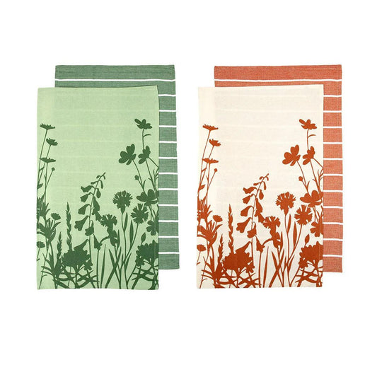 NNEDSZ Set of 4 Sanctuary Floral Cotton Kitchen Tea Towels 50 x 70 cm Mix.
