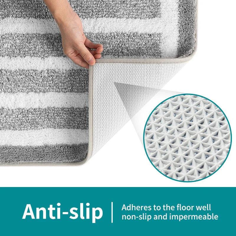 NNEDSZ Gray gradient Absorbent Striped Bathroom Rug - Non-Slip Bath Mat for Bathroom, Toilet & Shower Room Entrance 60x90cm.