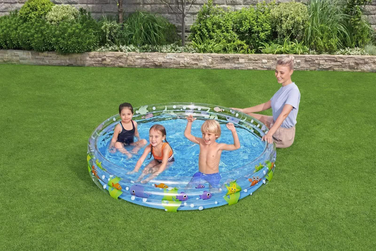 NNEDSZ Bestway 1.83m x H33cm Deep Dive 3-Ring Inflatable Play Pool.