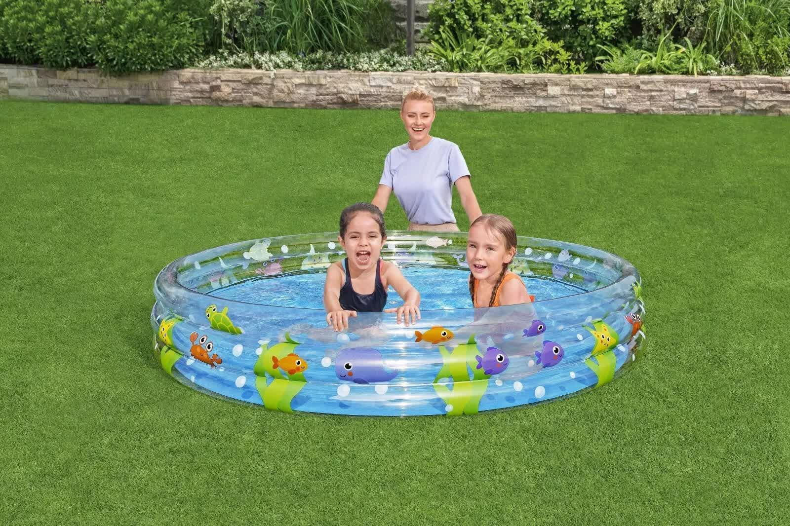 NNEDSZ Bestway 1.83m x H33cm Deep Dive 3-Ring Inflatable Play Pool.