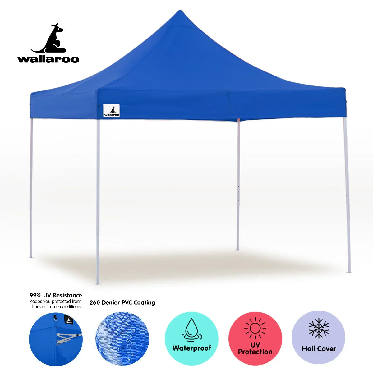 NNEDPE Gazebo Tent Marquee 3x3 PopUp Outdoor Wallaroo - Blue.