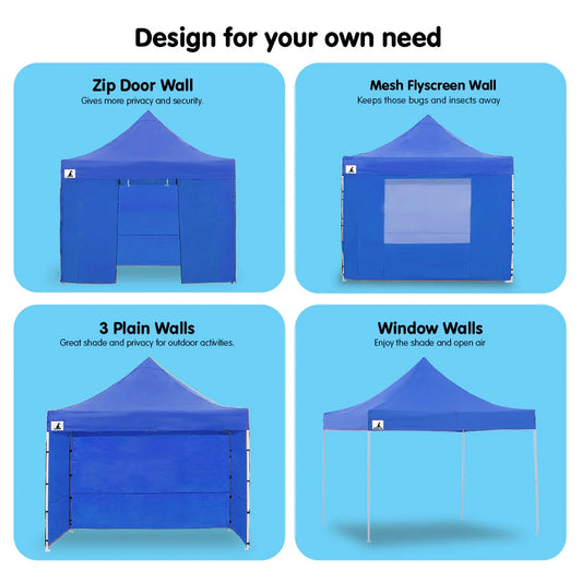 NNEDPE Gazebo Tent Marquee 3x3 PopUp Outdoor Wallaroo - Blue.